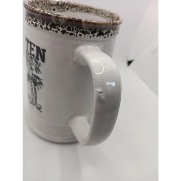 St. Maarten Coffee Mug Cup White Black Town Hall Steel Band Fish Japan Vintage - Picture 7 of 11
